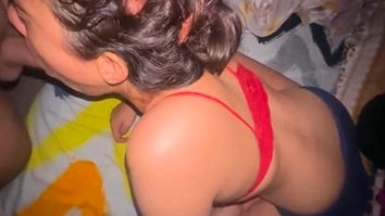A man fucks his wife hard on the bed