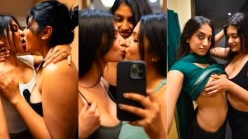 Girls Play With Their Tits And Kiss